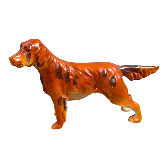 Vtg Brown Ceramic Irish Setter Figurine Dog Pointer 6" Paperweight Trinket Japan - Picture 1 of 8